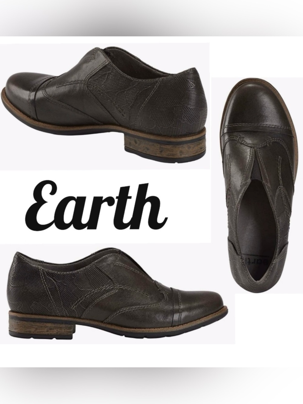 Earth Avani Banyan Charcoal gray slip on shoes. Size 8.5
